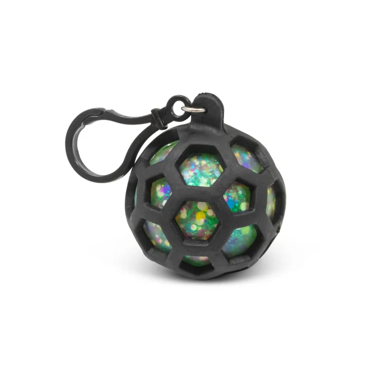 Squishy ball with honeycomb mesh and keychain – stress reliever and fidget toy for on the go