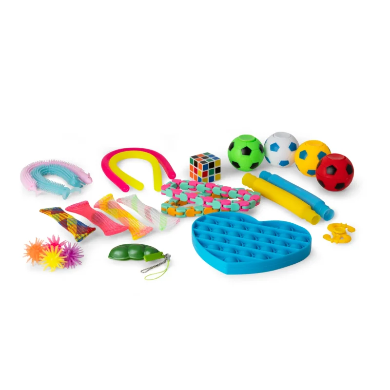 Box with 24 fidget toys – ideal for stress relief, focus and hours of fun.