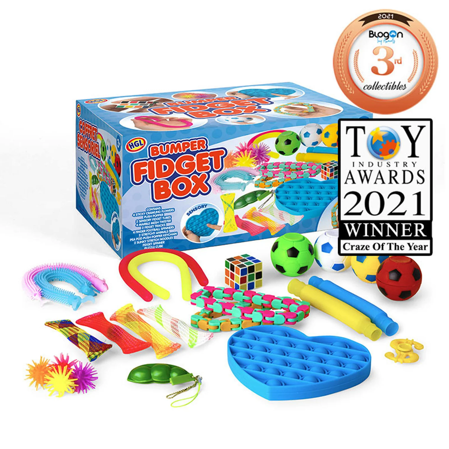 Box with 24 fidget toys – ideal for stress relief, focus and hours of fun.