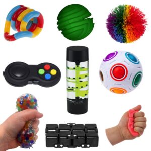 Sensory toys for children – fidget set with various tools for autism, ADHD and sensory support.