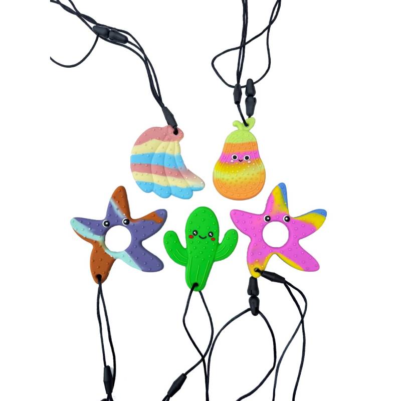 Safe and durable bite chain with different textures, strengthens tongue and jaw muscles and ideal for home, school or therapy.