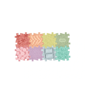MUFFIK puzzle mats in soft pastel colours – stylish orthopaedic play mats that stimulate the development of children's feet. Combine design, comfort and health in one playful flooring solution.