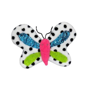Weighted cushion butterfly with different tactile textures for rest and sensory stimulation