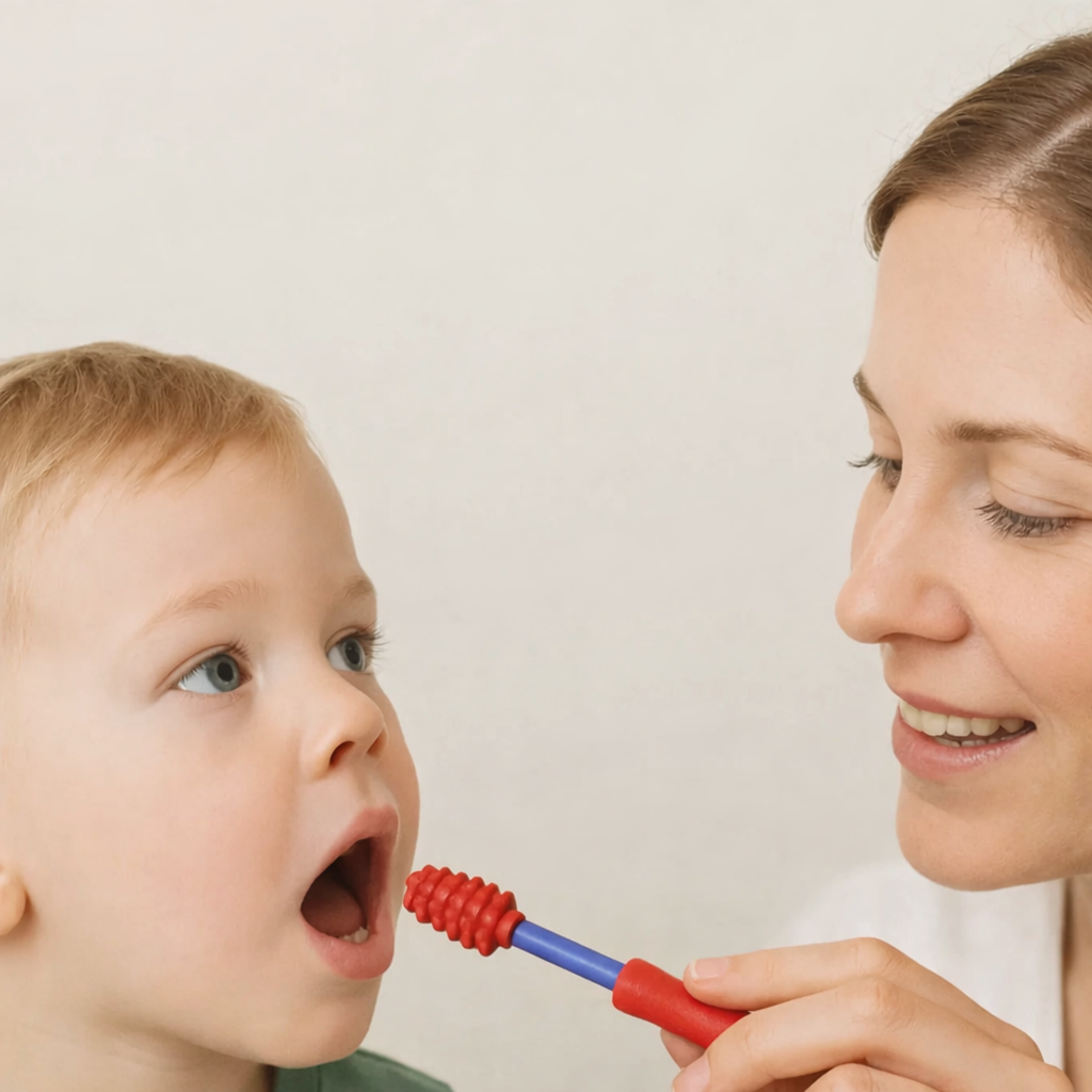 The Senso Brush is a versatile sensory aid for parents and therapists, specially developed for children who need extra stimuli in and around the mouth.