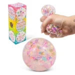 Colorful squishy balls with party figures. Ideal fidget toy for tension and restlessness. Helps children relax and focus.  