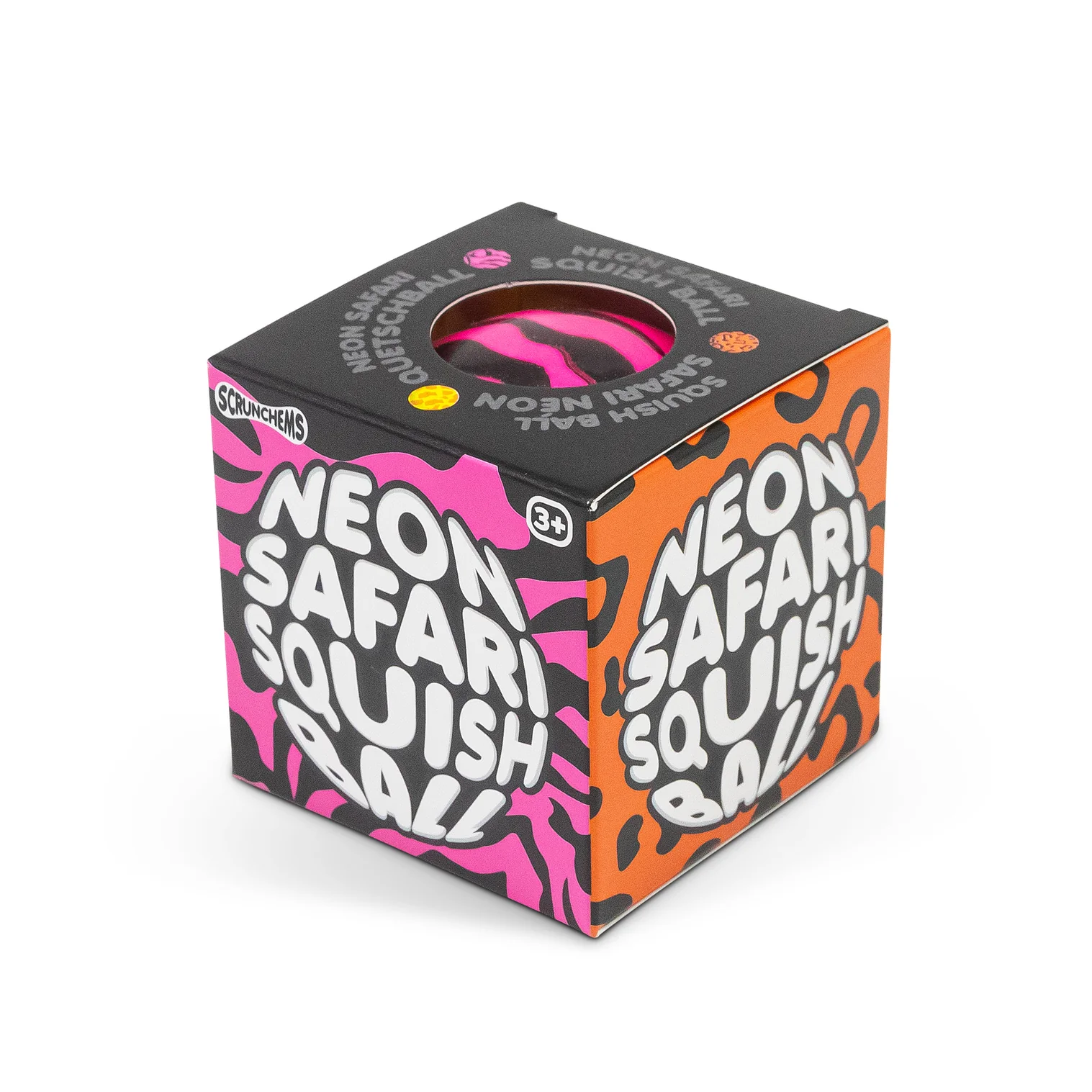 Neon safari stress balls from Scrunchems. Soft and malleable fidget toy that helps with tension, restlessness and concentration. Ideal for home and school.