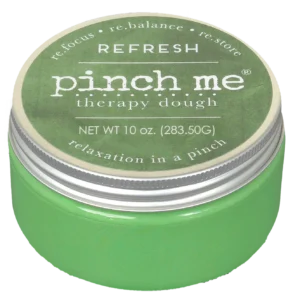 Malleable pinch me aromatheraputty with fresh scent. Helps with relaxation, focus and stimulus processing. Ideal for a quick reset.