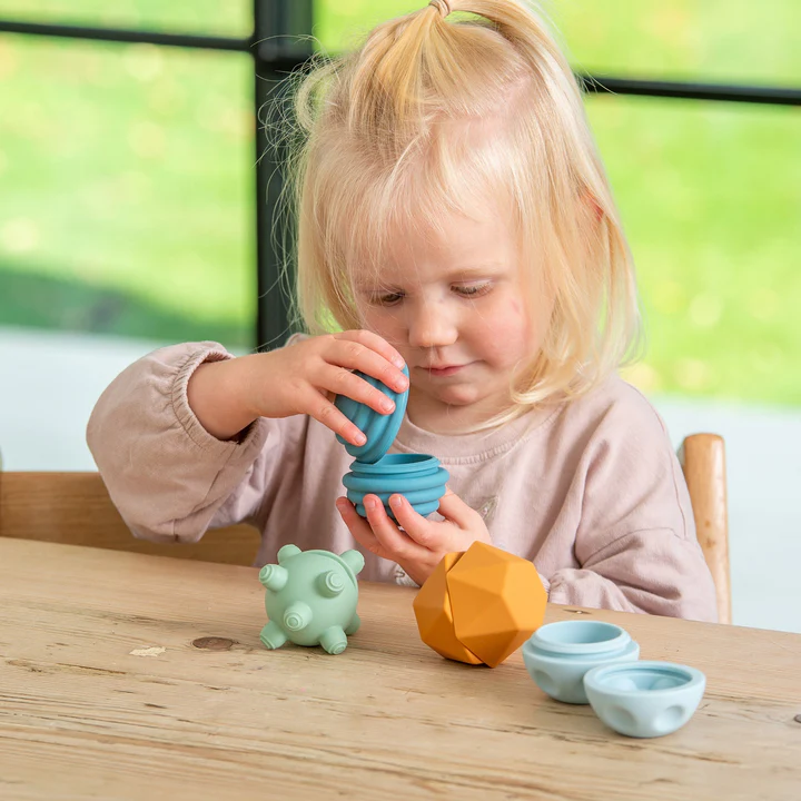 Sensory balls with structures for feeling and making sound for children